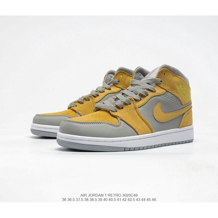 Баскетбольні кросівки Air Jordan 1 retro ірі з гірчицею
