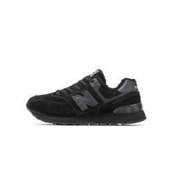 Кросівки New Balance 574 утеплені чорні низькі