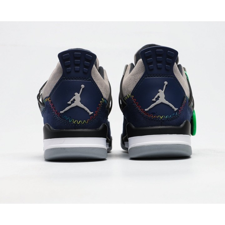 Кроссовки Air Jordan 4 Retro темно сині з сірим