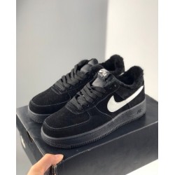 Nike Air Force 1 утепленные черные низкие