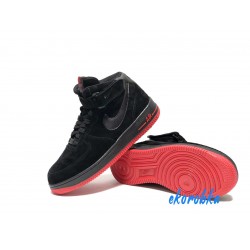 Nike Air Force 1 утепленные черные с красным Высокие